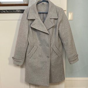 Grey Medium Time and Tru Long Double Breasted button front coat with pockets GUC